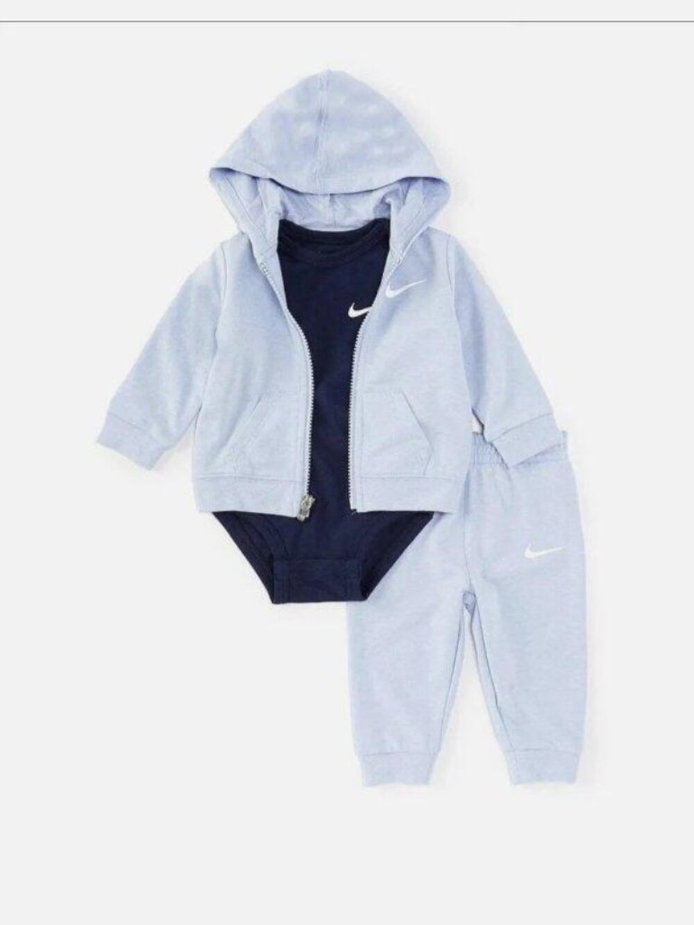 NIKE Baby Boy's Bodysuit Full-zip Hoodie Sweatpants 3-Pc Set 3M 18M 24M Blue NWT
